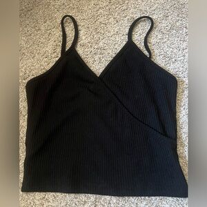 Women’s Cropped Black Ribbed Tank Top